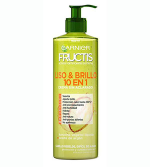 Garnier Fructis Liso & Brillo 10 en 1 Crema Sin Aclarado para Pelo Liso