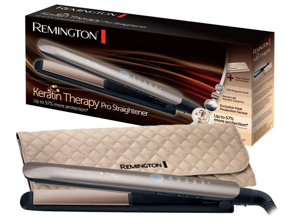 Remington S8590 Keratin Therapy Pro, Plancha de Pelo, Beige  